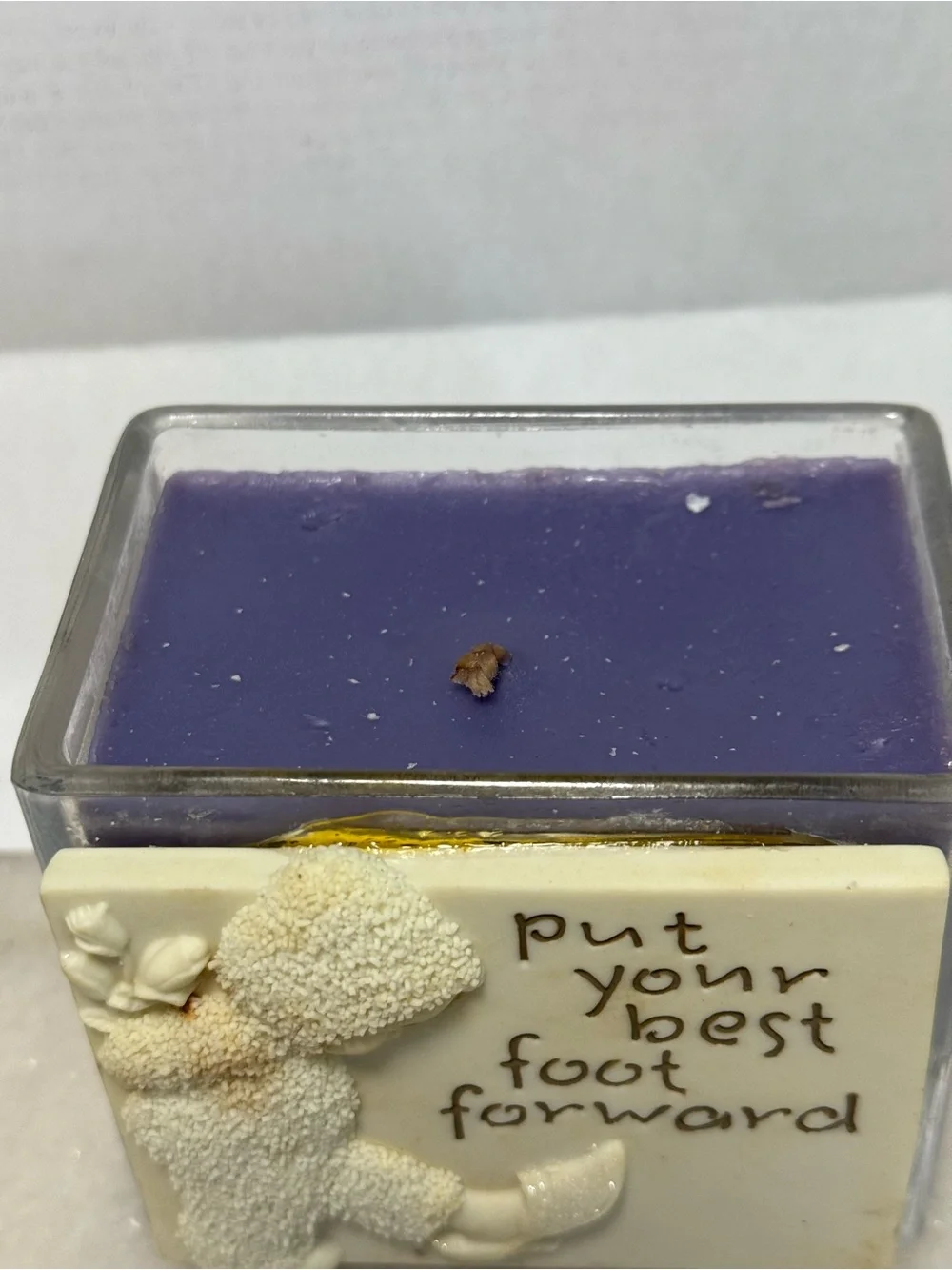 Department 56 Decorative Purple Wax Candle with Cream Plaque